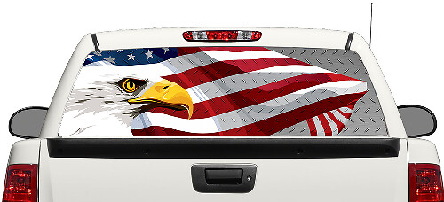 American Eagle USA Flag Steel Rear Window Decal Sticker Pick-up Truck SUV Car 3