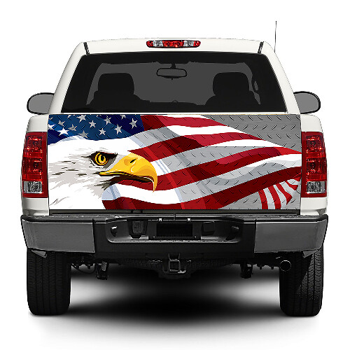 American Eagle USA Flag Steel  Tailgate  Decal Sticker Wrap Pick-up Truck SUV Car