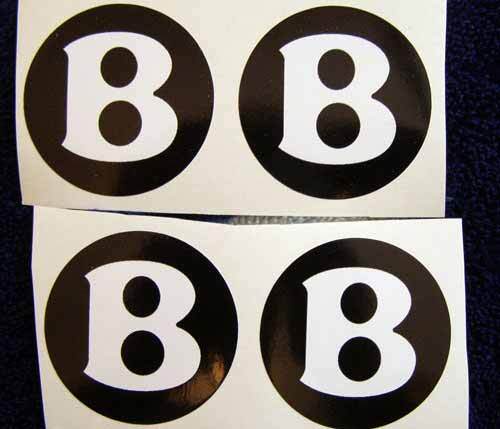 Bentley-Style Black White B Wheel Center Cap Vinyl Decals Set