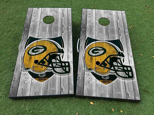 Green Bay Football Helmet Cornhole Board Vinyl Wrap Decal Set