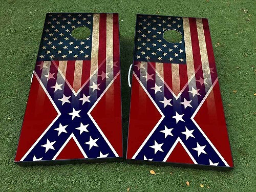 General Lee Style American Flag Cornhole Board Wrap Decal Set
