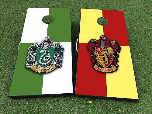 Slytherin and Gryffindor Cornhole Board Vinyl Wrap Decals Set