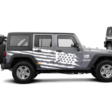 Distressed US Flag Side Vinyl Sticker Decal for Jeep Wrangler Unlimited JK 2