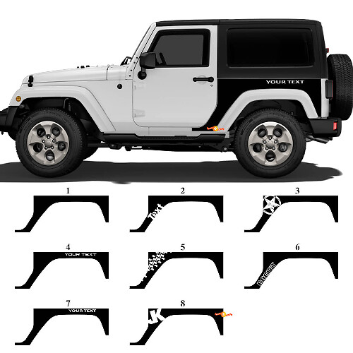 Custom Rear Quarter Side Vinyl Decal Set for Jeep Wrangler JK