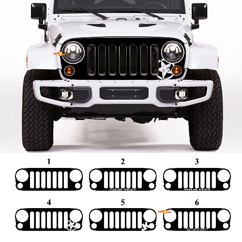 Custom Grill Blackout Graphics Vinyl Decal Sticker for Jeep Wrangler Rubicon JK