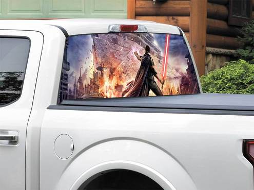 Lightsaber Star Destroyer Star Wars Starkiller Video Game Rear Window Decal Sticker Pick-up Truck SUV Car any size