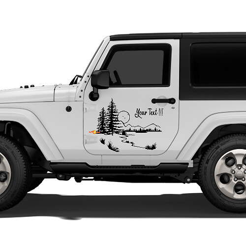 Mountain Forest Landscape Door Vinyl Sticker Decal for Jeep Wrangler Rubicon Sahara