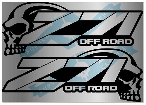 2 X Chevy SKULL Z71 4x4 OFF ROAD Decal Silverado Vinyl Sticker