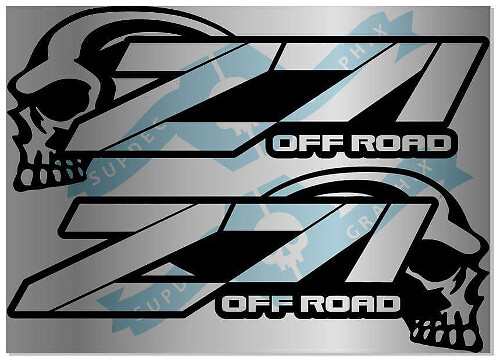 Skull Z71 Style Off Road Side Vinyl Decals Kit for Chevrolet Silverado