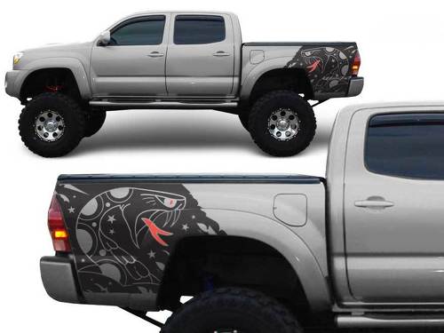 Toyota Tacoma TRD 4 x 4 bed SNAKE Custom Quarter Side Graphic decals stickers fits models 2005-2018
