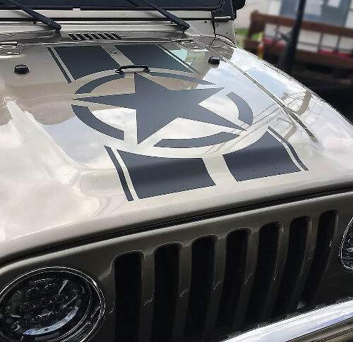 Military Star Hood Vinyl Decal for Jeep Wrangler