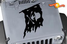 Jeep Hood Jolly Roger Skull Pirate Flag Vinyl Sticker Decal
 2