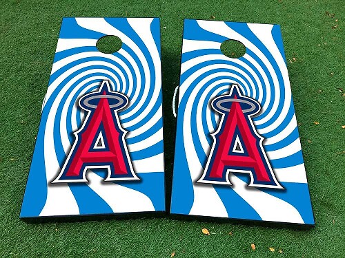 Los Angeles Angels Baseball Spiral Graphics Cornhole Board Game Sticker Decal VINYL WRAPS with LAMINATED
