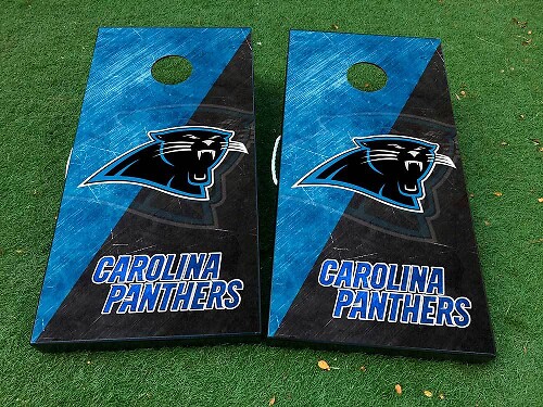 Carolina Panthers Distressed Style Cornhole Board Vinyl Wrap Decal Set