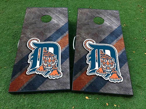 Detroit Tigers Baseball-Inspired Cornhole Board Vinyl Wrap Decal Set