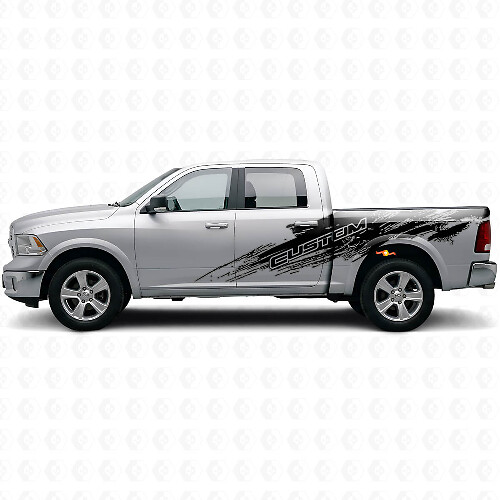 Mud Splash Style Custom Lettering Side Vinyl Decal Kit for Dodge Ram