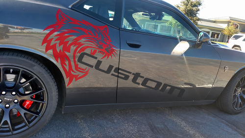 Custom Cat Head Two Color Pair Side Vinyl Decal Sticker for Dodge Challenger
