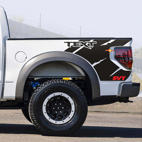 Custom Text Disterssed Style Bed Side Vinyl Decal Kit for Musclecar truck SVT 2010-14