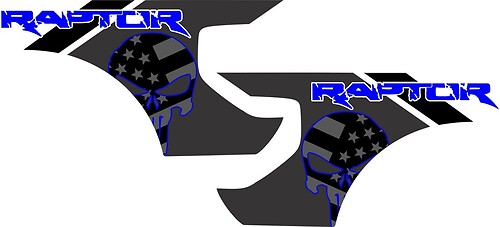 Ford Raptor F-150 AMERICAN FLAG PUNISHER BEDS Graphics  Vinyl Sticker Decal
