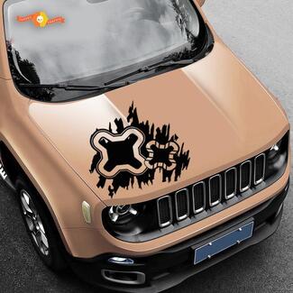 Jeep Renegade Logo Distressed Splash Vinyl Decal Hood Side Vehicle Graphic Rear
