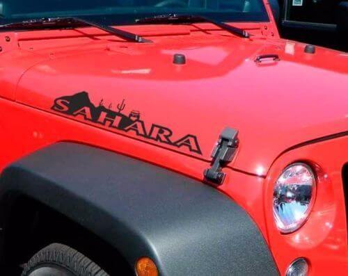 Sahara Bonnet Vinyl Decals Stickers 2 for Jeep Wrangler Rubicon Sahara JK CJ TJ YJ