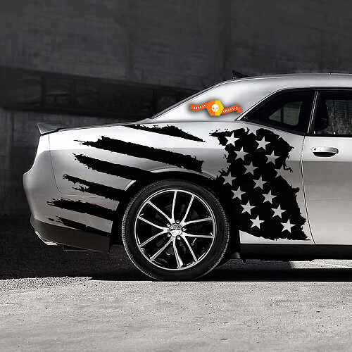 Distressed USA Flag Side Vinyl Decal for Musclecar Musclecarmodel