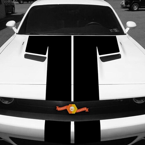 2015 2016 2017 Dodge Challenger T Hood Rally Racing Blackout Stripes Stickers Decals
