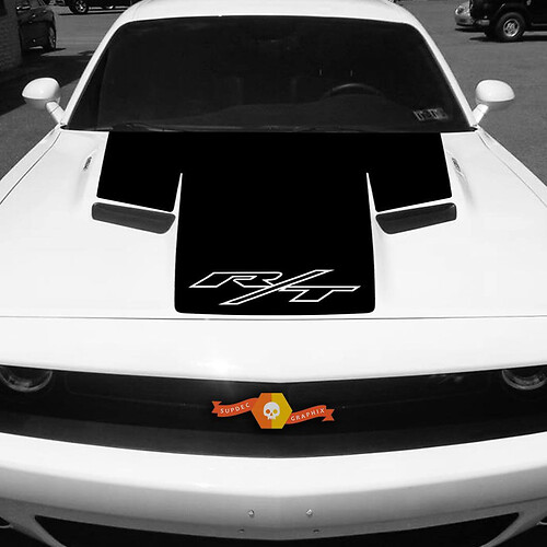 Dodge Challenger R/T Specific 2015 to 2017 R/T Scat Pack 392  Hood Sticker Decal Stripe Blackout Scatpack
