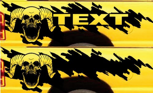 Custom Text Skull Distressed Style Bedside Vinyl Decal Sticker for Dodge Ram 1500