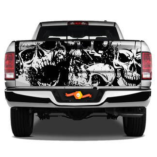 Skulls Grunge Tattoo Grunge Splash Zombies Walking Dead Undead Graphic Wrap Tailgate Vinyl Decal Truck Pickup SUV