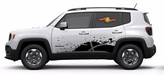 Jeep Renegade Bike Mountain Logo Graphic Vinyl Decal Sticker Splash Grunge SUV