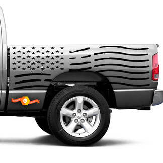 Distressed American Flag Dodge Ram Bed Side Truck Vinyl Decal Graphic Cast SUV