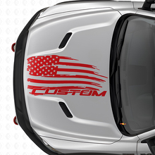Distressed American Flag & Lettering Hood Vinyl Decal for Dodge Ram _4