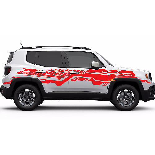 Technical Grunge Graphic Style Side Stripes Vinyl Decal Sticker for Jeep Renegade
