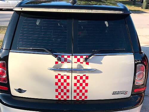 Checkered Stripes Rear Door Hood Vinyl Decal Sticker for MINI Clubman 2008-2013