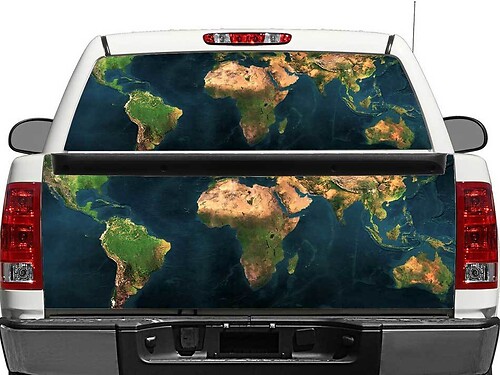 Worldwide Map Rear Window or Tailgate Vinyl Decal for Pick-up Trucks SUVs