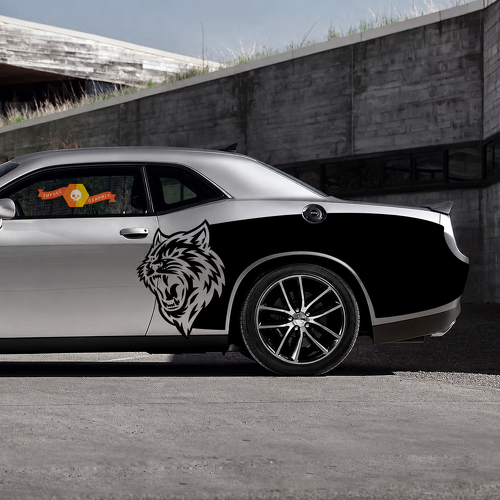 Custom Cat Head Billboard Pair Side Rear Fender Vinyl Decal Sticker for Dodge Challenger Hellcat 2015-2020