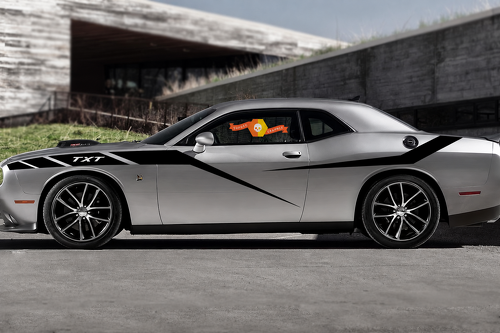 TXT Strobe Side Stripe Pair Side Vinyl Decal Sticker for Dodge Challenger