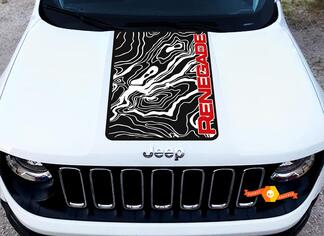 2 Color Hood Jeep Renegade Topographic Map Logo Graphic Vinyl Decal SUV Sticker