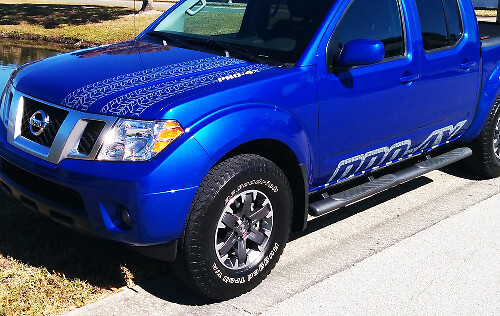 Pro-4X Tire Tracks Lines Hood Side Vinyl Decal Sticker for Nissan Frontier 2016