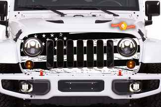 Distressed Black and White American Flag Grille Decal