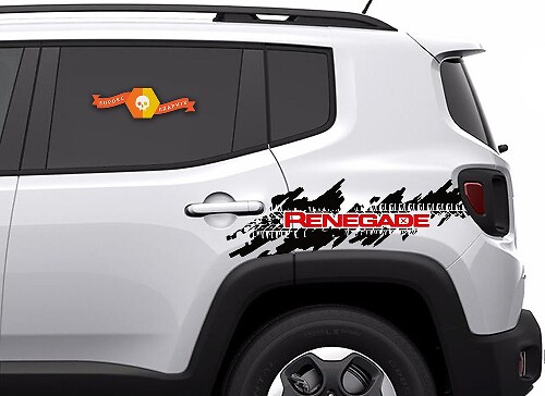 2 Color Jeep Renegade Distressed Tire Splash Graphic Vinyl Decal Sticker Side