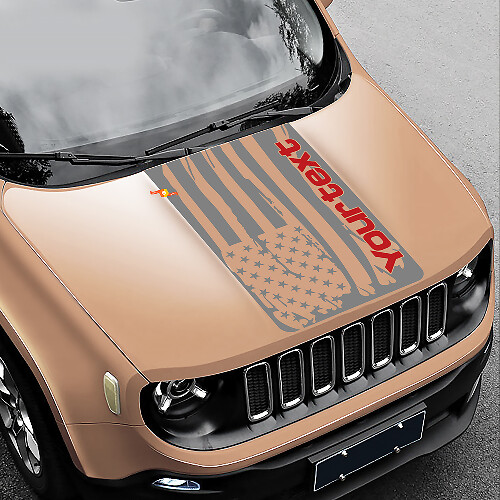 Distressed American Flag Bonnet Vinyl Sticker Decal for Jeep Renegade