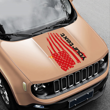 Distressed American Flag Bonnet Vinyl Sticker Decal 2 for Jeep Renegade 2