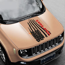 Distressed American Flag Bonnet Vinyl Sticker Decal 2 for Jeep Renegade 3