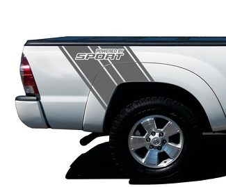 Powered by Sport Truck Bed Stripes Vinyl Graphic Decals - 4x4 Toyota Tacoma