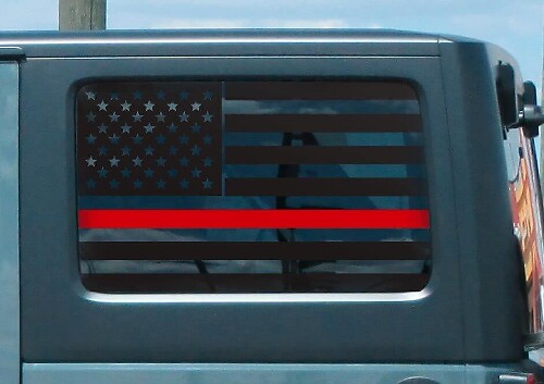 USA Flag Red Line Rear Side Window Vinyl Decal Sticker for Jeep Wrangler
