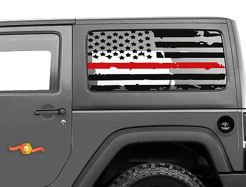 Distressed USA Flag Hardtop Window Vinyl Decal for Jeep Wrangler JK