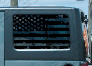 Distressed USA Flag For Window vinyl decal Jeep Wrangler JK 2 door