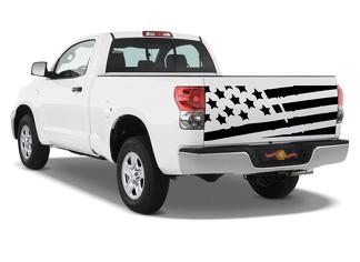Distressed Tattered tailgate USA Flag Fit Tundra Die-cut Vinyl decal sticker